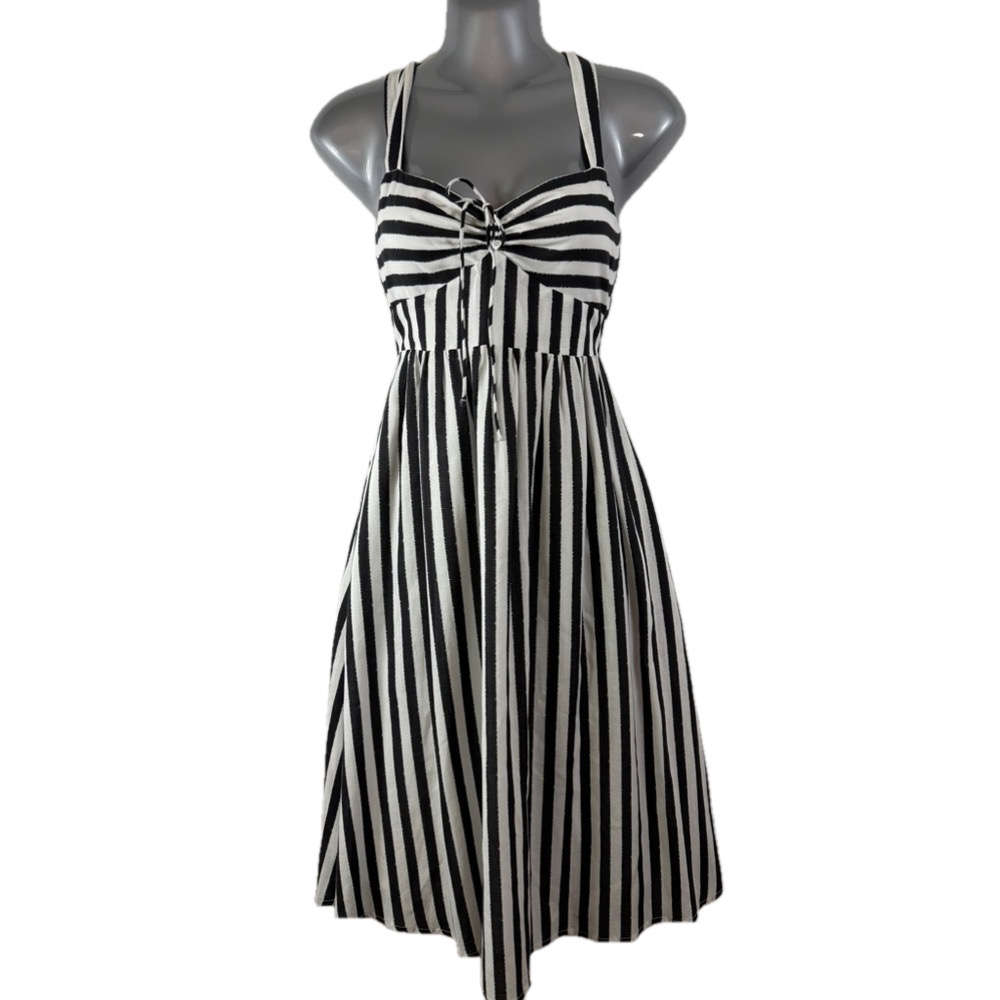 STEVE MADDEN Deyvani Women's Black/White Stripe Midi Dress Size 0 SKU0585